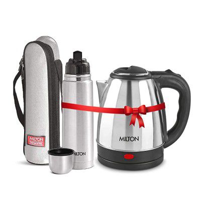 Milton Combo Set Go Electro Stainless Steel Electric Kettle, 1.2 Litres