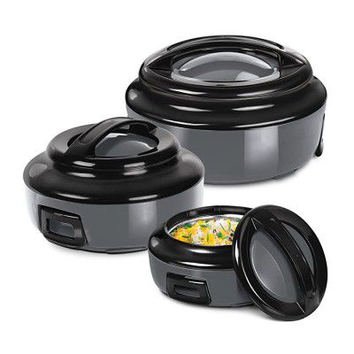 Milton Ernesto Inner Stainless Steel Jr. Casserole Set of 3 (420 ml, 850 ml, 1.43 litres), Grey