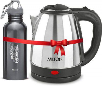 MILTON Insta Electric Kettle 1.5L & Alive 750ml Combo Electric Kettle  (1.5 L, Silver, Black)