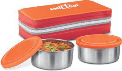 MILTON Mini Lunch Insulated Tiffin with 2 Containers, 280 ml Each, Orange 2 Containers Lunch Box  (280 ml)