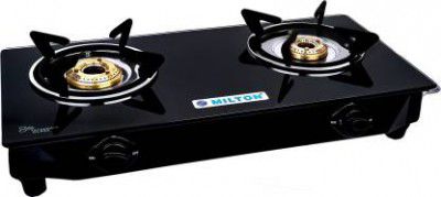 MILTON Nano 2 Burner MS Frame Glass Top Gas Stove 