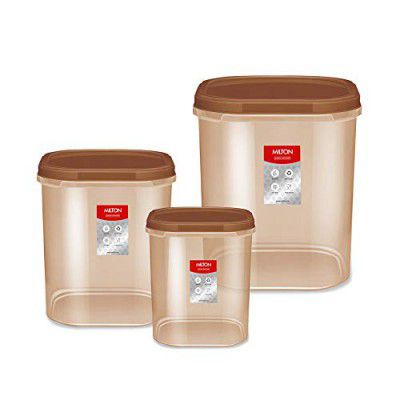 MILTON Quadra Modular Multi-Purpose Plastic Containers with Lid, Set of 3 (2L, 3L & 4L)