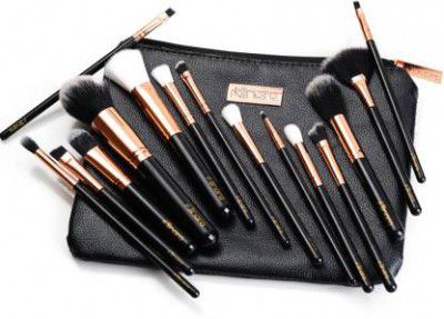 MINARA Makeup Brush Applicator Set of 15 with Premium Leather Pouch  (Pack of 15)