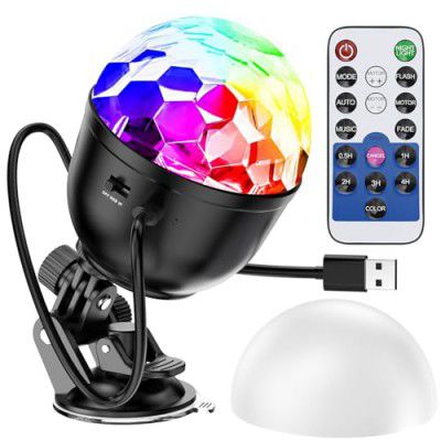 Mini Disco Ball with RGB and White Light for Party and Home,16-Color Stage DJ Light for Birthday Halloween Christmas Decorations