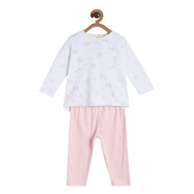 Mini Klub Baby Round Neck Long Sleeve Knitted Cotton Clothing Set, Pack of 2 (Pink Color)