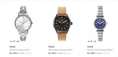 Minimum 60% off on Fossil Wrist Watches for Men & Women