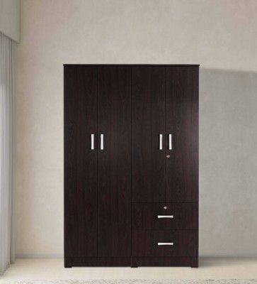 Mintwud from Pepperfry Ren 4 Door Wardrobe in Wenge Finish with Lock,