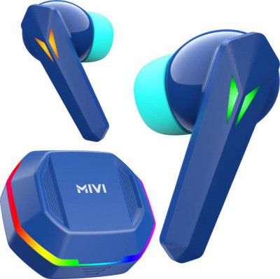 Mivi Commando X7,35ms Low Latency,13mm Bass,50H Playtime,Dual Mic AI ENC,TypeC,5.3 Bluetooth Headset  (Blue, True Wireless)