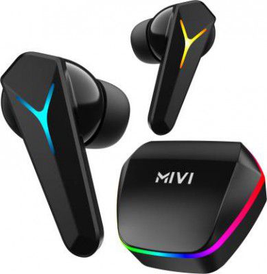 Mivi Commando Z7,13mm Drivers Bass,50H Playtime,Dual Mic Ai ENC,35ms Low Latency ,5.3 Bluetooth Headset  (Black, True Wireless)