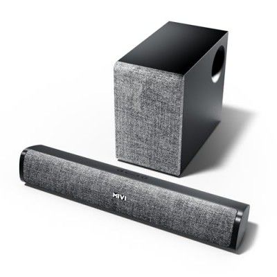 Mivi Fort Q48 Soundbar with subwoofer, 48 Watts, 2.1 Channel with 2 in-Build Full-Range Speakers and an External subwoofer