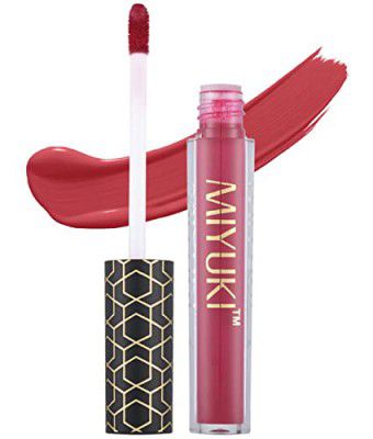 Miyuki Ultimatte Long Stay Matte Liquid Lipstick-Rosy Red-6 ml | Rosy Red Lipstick With Vitamin E | 12 hr Long Lasting Lipstick | No-Smudge, Waterproof Formula | Vegan & Cruelty Free