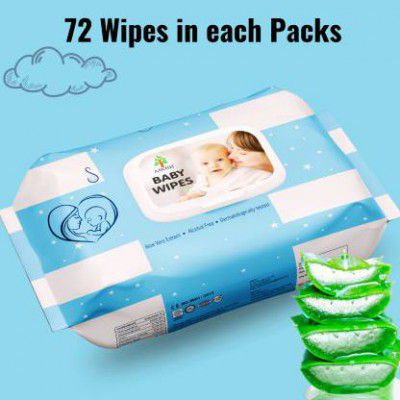 MKRB Soft Cleansing Baby Wet with Lid | Aloe vera  (72 Wipes)