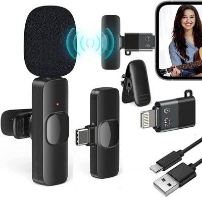 MNEECOM 2 in 1 K8 Wireless Portable Recording Clip Mic with Receiver for All Type-C Microphone