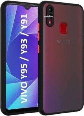 mobiHut Back Cover Case for Vivo Y95 | Y93 | Y91 | Translucent Shockproof Frosted Smoked Matte Back | Camera Protection | 360 Degree Protection Case (PC, TPU | Black)