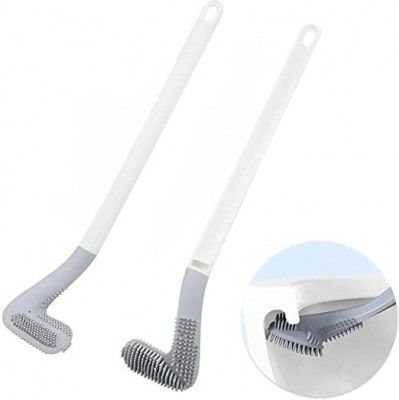 MOBISON Special Silicon Toilet Cleaning Brush with Slim No Slip Long Handle Toilet Brush 360 Degree Deep Golf Head Brush Ideal for Cleaning Home Kitchen Bathroom Wash Basin (Multicolor)