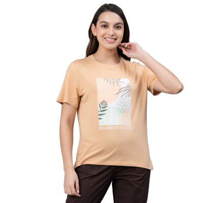 Mode Women's Regular Fit T-Shirt (MAT0027_Light Sand