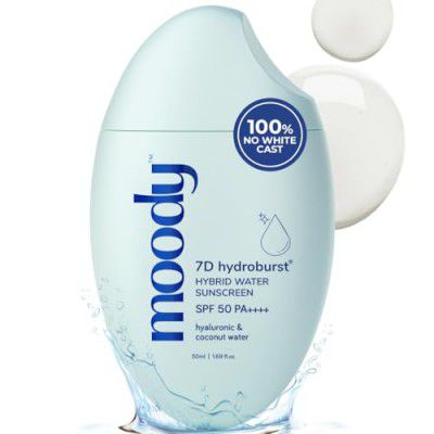 Moody Hydro Burst Water Sunscreen With Hyaluronic & SPF 50 PA +++ UVA/B Protection | 50ml