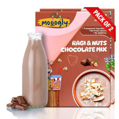 Mooogly Ragi & Nuts Chocolate Mix: Premium Vegan Ragi Hot Chocolate Drink - 200g (Pack Of 2)