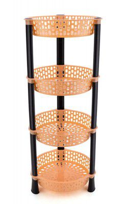 Morbrix Kitchen Stand Rack Basket for Office Use, Fruits Onion, Potato, Vegetables and Sabaji Basket Vegetable Stand (Round, Ivory, 4 Layer)