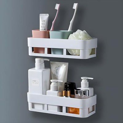 MorivaHomes ABS Plastic Self-Adhesive Bathroom Organizer Storage Racks&Shelf (Pack Of 1)