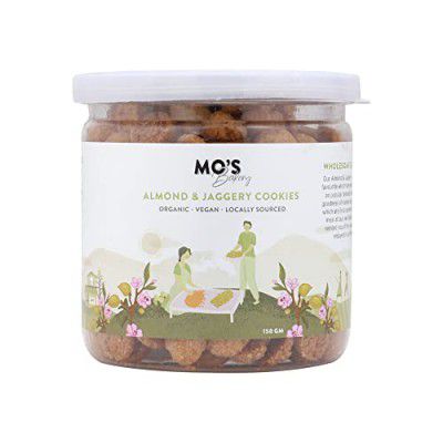 Mo's Almond & Jaggery Cookies, 150 G | Vegan | Rich in Taste and Nutrition | 100% Natural & Preservatives Free | High Fiber & Diabetic Friendly Cookies