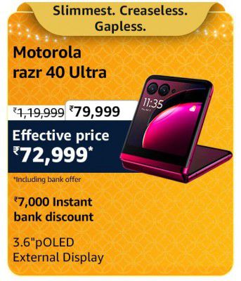 Motorola razr 40 Ultra @ ₹72,999/- During Big Billion Days Sale