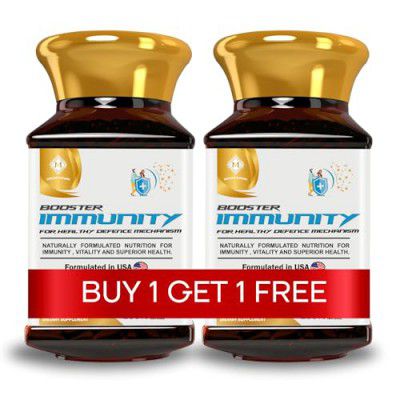 MOUNTAINOR Ultimate Immunity Booste (90 Veg Caps) One Get One Free With Natural Super Foods Like Vitamin C,Tulsi Ashwagandha,Giloy, Spirulina,Amla,Mushroom. Helps to keep Strong & Healthy Body