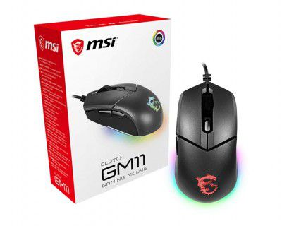 MSI Clutch GM11 5000 Adjustable DPI Optical Wired Gaming Mouse with RGB USB Gaming Grade - Black