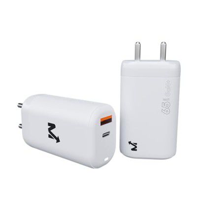 Multibrain Fast Charging 65W GaN Type A and 20 W PD Power Adaptor, Compatible with All Smart Phones,Type C Enabled Laptops. GAN+ Technology.Easy to Carry.Your All in 1 Travel Companion.