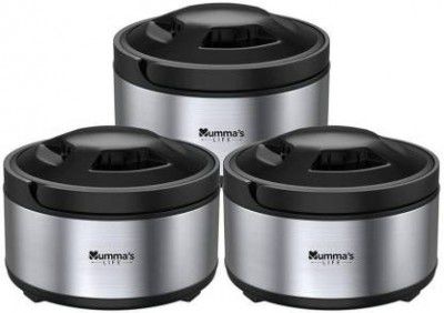 Mummas LIFE Stainless Steel Casserole Set of 3 (1.5, 2, 2.5L) Pack of 3 Thermoware Casserole Set  (1500 ml, 2000 ml, 2500 ml)