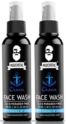 Muuchstac Ocean Face Wash for Men | Fight Acne & Pimples, Brighten Skin, Clears Dirt, Oil Control, Refreshing Feel - Multi-Action Formula | Pack of 2, 100 ml each