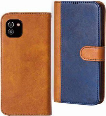 Mycos Flip Cover for SAMSUNG Galaxy F14 5G  (Blue, Brown, Dual Protection, Pack of: 1)