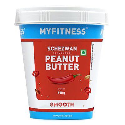 MYFITNESS Schezwan High Protein Spread & Dip | Spicy Smooth Peanut Butter 510g | 27g Protein | Hot & Chilli Nut Butter Spread | Vegan | Gluten & Cholesterol Free | Healthy & Tasty Snacking Partner