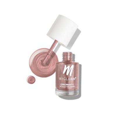 MyGlamm Chromantic Metallic Nail Enamel - Midas Touch (Copper Pink Shade) | Chemical Free, Liquid, Chrome, & Long Lasting Nail Polish (10ml)