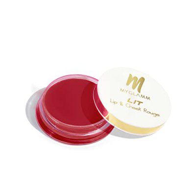 MyGlamm LIT Lip & Cheek Rouge - Strawberry Rush, 10g | Berry Red Shade Lip & Cheek Tint Enriched With Vitamin E, Cocoa Seed & Shea Butter For All Skin Type | Long Lasting, Vegan Lip & Cheek Tint