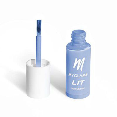 MyGlamm LIT Nail Enamel-Bad Romance (Blue)-7ml | Nail Polish | Nail Paint | Long Lasting Nail Polish | Chip Resistant | Glossy Finish