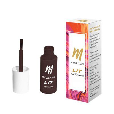 MyGlamm LIT Nail Enamel-Oh Fudge (Brown)-7ml | Nail Polish | Nail Paint | Long Lasting Nail Polish | Chip Resistant | Glossy Finish