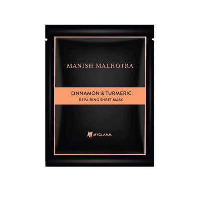 Myglamm Manish Malhotra Beauty Cinnamon & Turmeric Repairing Sheet Mask, 28gm| With Bamboo Fibers | Nourishing Face Sheet Mask For Glowing Skin