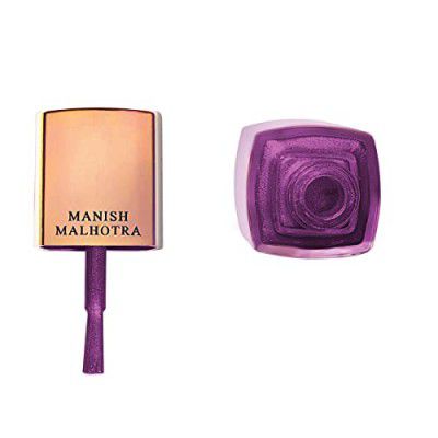 MyGlamm Manish Malhotra Beauty Gel Finish Nail Lacquer-Metallic-Velvet Stardust (Purple)-12 ml| Hi-Shine Gel Nail Polish Glitter | Long Lasting & Quick Drying| 5-Free Non-Toxic Formula