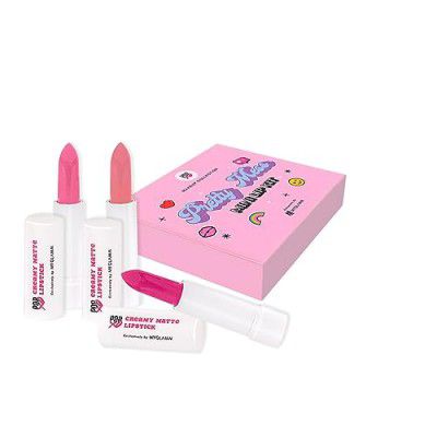 MyGlamm POPxo Makeup Collection, Pretty Mess Mini Lip Kit Lipstick, Crème Finish Paraben-Free, Long Lasting Formula Cream, 3-in-1 Combo, 2.5 g