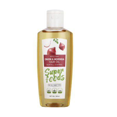 MyGlamm Superfoods Onion & Moringa Oil for Hair Fall Control & Growth, Also Contains Almond, Bhringraj, Coconut Oil, 100 ml