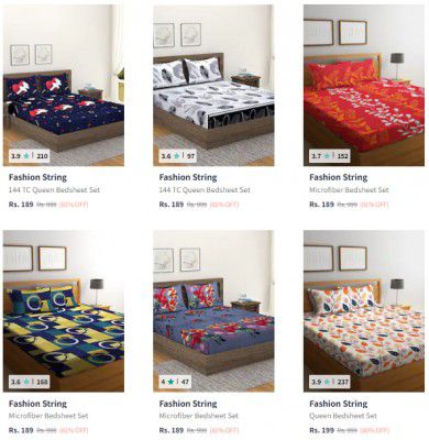 Myntra : Bedsheet & Pillow Covers Starts ₹189