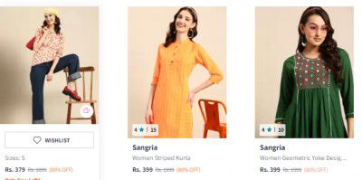 Myntra Steal Deal : UPTO 80% OFF On Sangria Women's Clothing