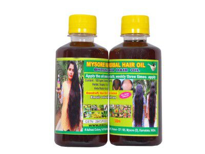 Mysore Kaveri Herbal Brungamalaka Herbal Hair Oil for Dandruff & Hair Fall Control Pack of 2 (250ml each)