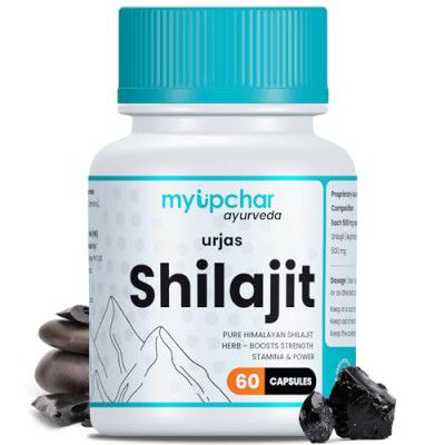 myUpchar Ayurveda Urjas Pure Himalayan Shilajit Original Capsules | Improve Muscle Strength, Stamina & Power | Natural & Organic Shilajeet| Experience results in 4 weeks | 60 Capsules (Pack of 1)