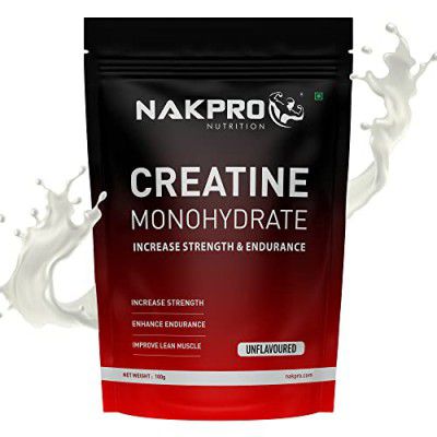 NAKPRO MICRONIZED CREATINE MONOHYDRATE | Increases Strength Endurance & Energy, Supports Muscle Recovery for Pre/Post Workout (Unflavoured, 100g)