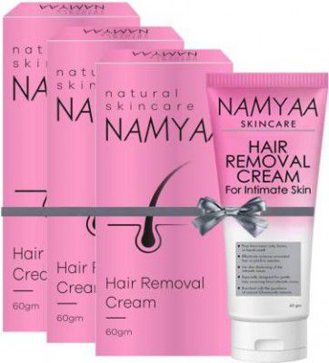 Namyaa Hair Removing Cream for Intimate Skin with After Wax Soothing Serum with Vitamin C-Pack of 3 Cream  (180 g, Set of 3)