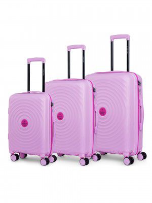 Nasher Miles Goa Hard-Sided Polypropylene Luggage Set of 3 Pink Trolley Bags (55, 65 & 75 Cm)