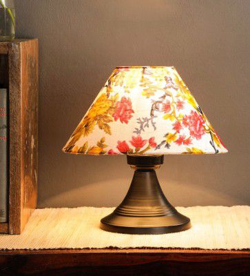 Foziq Nassau Yellow Fabric Shade Night Lamp With Metal Base