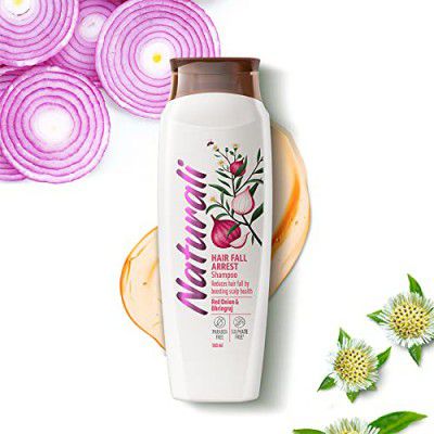 NATURALI Hairfall Arrest Shampoo | With Red Onion & Bhringraj | Reduces Hair Fall By Boosting Scalp Health 180 ML